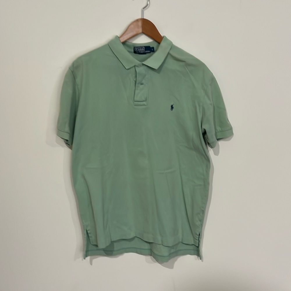 Men’s s/s Polo by Ralph Lauren mint green shirt sz L